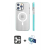 MARSİLYAN™- iPhone 15 Pro Max Kılıf Pusula Minimal Koleksiyonu - Siyah 3D Antistatik Seramik Nano Ekran Koruyucu + PVD Metal Kamera Lens - GS