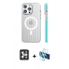 MARSİLYAN™- iPhone 15 Pro Max Kılıf Pusula Minimal Koleksiyonu - Siyah 3D Antistatik Seramik Nano Ekran Koruyucu + PVD Metal Kamera Lens - GI