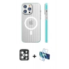MARSİLYAN™- iPhone 15 Pro Max Kılıf Pusula Minimal Koleksiyonu - Siyah 3D Antistatik Seramik Nano Ekran Koruyucu + PVD Metal Kamera Lens - LT