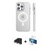 MARSİLYAN™- iPhone 15 Pro Max Kılıf Pusula Minimal Koleksiyonu - Siyah 3D Antistatik Seramik Nano Ekran Koruyucu + Raze Metal Kamera Lens - TMGI