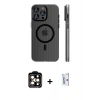 MARSİLYAN™- iPhone 15 Pro Max Kılıf Pusula Minimal Koleksiyonu - Siyah Bilvis 0.18mm Plus Cam Ekran Koruyucu + PVD Metal Kamera Lens - TU