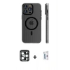MARSİLYAN™- iPhone 15 Pro Max Kılıf Pusula Minimal Koleksiyonu - Siyah Bilvis 0.18mm Plus Cam Ekran Koruyucu + PVD Metal Kamera Lens - LT