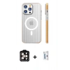 MARSİLYAN™- iPhone 15 Pro Max Kılıf Pusula Minimal Koleksiyonu - Siyah Bilvis 0.18mm Plus Cam Ekran Koruyucu + PVD Metal Kamera Lens - TU