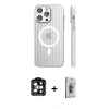 MARSİLYAN™- iPhone 15 Pro Max Kılıf Pusula Minimal Koleksiyonu - Siyah Bilvis 3D Cam Ekran Koruyucu + PVD Metal Kamera Lens - TU