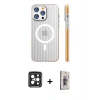 MARSİLYAN™- iPhone 15 Pro Max Kılıf Pusula Minimal Koleksiyonu - Siyah Bilvis 3D Cam Ekran Koruyucu + PVD Metal Kamera Lens - SH