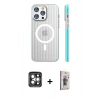 MARSİLYAN™- iPhone 15 Pro Max Kılıf Pusula Minimal Koleksiyonu - Siyah Bilvis 3D Cam Ekran Koruyucu + PVD Metal Kamera Lens - GI