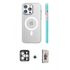 MARSİLYAN™- iPhone 15 Pro Max Kılıf Pusula Minimal Koleksiyonu - Siyah Bilvis 3D Cam Ekran Koruyucu + PVD Metal Kamera Lens - GS
