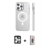 MARSİLYAN™- iPhone 15 Pro Max Kılıf Pusula Minimal Koleksiyonu - Siyah Bilvis 3D Cam Ekran Koruyucu + PVD Metal Kamera Lens - GS