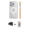MARSİLYAN™- iPhone 15 Pro Max Kılıf Pusula Minimal Koleksiyonu - Siyah Bilvis 3D Cam Ekran Koruyucu + Raze Metal Kamera Lens - LT