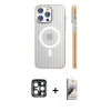 MARSİLYAN™- iPhone 15 Pro Max Kılıf Pusula Minimal Koleksiyonu - Siyah Bilvis 3D Mat Cam Ekran Koruyucu + PVD Metal Kamera Lens - LT