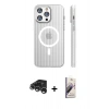 MARSİLYAN™- iPhone 15 Pro Max Kılıf Pusula Minimal Koleksiyonu - Siyah Bilvis 3D Mat Cam Ekran Koruyucu + Raze Metal Kamera Lens - GS