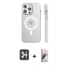 MARSİLYAN™- iPhone 15 Pro Max Kılıf Pusula Minimal Koleksiyonu - Siyah Bilvis 3D Mat Cam Ekran Koruyucu + PVD Metal Kamera Lens - GI