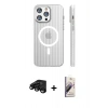 MARSİLYAN™- iPhone 15 Pro Max Kılıf Pusula Minimal Koleksiyonu - Siyah Bilvis 3D Mat Cam Ekran Koruyucu + Raze Metal Kamera Lens - SH