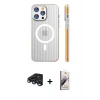 MARSİLYAN™- iPhone 15 Pro Max Kılıf Pusula Minimal Koleksiyonu - Siyah Bilvis 3D Mat Cam Ekran Koruyucu + Raze Metal Kamera Lens - LT