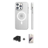 MARSİLYAN™- iPhone 15 Pro Max Kılıf Pusula Minimal Koleksiyonu - Siyah Bilvis 3D Mat Cam Ekran Koruyucu + Raze Metal Kamera Lens - TMGI
