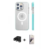 MARSİLYAN™- iPhone 15 Pro Max Kılıf Pusula Minimal Koleksiyonu - Siyah Bilvis 3D Mat Cam Ekran Koruyucu + Raze Metal Kamera Lens - SH