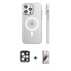 MARSİLYAN™- iPhone 15 Pro Max Kılıf Pusula Minimal Koleksiyonu - Siyah Bilvis 3D Mat Cam Ekran Koruyucu + PVD Metal Kamera Lens - LT
