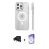MARSİLYAN™- iPhone 15 Pro Max Kılıf Pusula Minimal Koleksiyonu - Siyah Bilvis 5in1 3D Magic Cam Ekran Koruyucu + Raze Metal Kamera Lens - LT