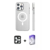 MARSİLYAN™- iPhone 15 Pro Max Kılıf Pusula Minimal Koleksiyonu - Siyah Bilvis 5in1 3D Magic Cam Ekran Koruyucu + PVD Metal Kamera Lens - LT