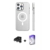 MARSİLYAN™- iPhone 15 Pro Max Kılıf Pusula Minimal Koleksiyonu - Siyah Bilvis 5in1 3D Magic Cam Ekran Koruyucu + Raze Metal Kamera Lens - GS