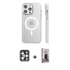 MARSİLYAN™- iPhone 15 Pro Max Kılıf Pusula Minimal Koleksiyonu - Siyah Bilvis Hayalet Cam Ekran Koruyucu + PVD Metal Kamera Lens - LT