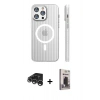 MARSİLYAN™- iPhone 15 Pro Max Kılıf Pusula Minimal Koleksiyonu - Siyah Bilvis Hayalet Cam Ekran Koruyucu + Raze Metal Kamera Lens - GS