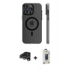MARSİLYAN™- iPhone 15 Pro Max Kılıf Pusula Minimal Koleksiyonu - Siyah Bilvis Hayalet Cam Ekran Koruyucu + Raze Metal Kamera Lens - GS