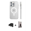 MARSİLYAN™- iPhone 15 Pro Max Kılıf Pusula Minimal Koleksiyonu - Siyah Bilvis Hayalet Cam Ekran Koruyucu + Raze Metal Kamera Lens - TMGI