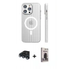 MARSİLYAN™- iPhone 15 Pro Max Kılıf Pusula Minimal Koleksiyonu - Siyah Bilvis Hayalet Cam Ekran Koruyucu + Raze Metal Kamera Lens - LT