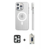 MARSİLYAN™- iPhone 15 Pro Max Kılıf Pusula Minimal Koleksiyonu - Siyah Bilvis Hayalet Cam Ekran Koruyucu + PVD Metal Kamera Lens - LT