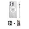 MARSİLYAN™- iPhone 15 Pro Max Kılıf Pusula Minimal Koleksiyonu - Siyah Bilvis Hayalet Cam Ekran Koruyucu + PVD Metal Kamera Lens - GS