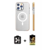 MARSİLYAN™- iPhone 15 Pro Max Kılıf Pusula Minimal Koleksiyonu - Siyah Buffer Cam Ekran Koruyucu + PVD Metal Kamera Lens - TU