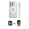 MARSİLYAN™- iPhone 15 Pro Max Kılıf Pusula Minimal Koleksiyonu - Siyah Buffer Cam Ekran Koruyucu + PVD Metal Kamera Lens - TU