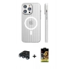 MARSİLYAN™- iPhone 15 Pro Max Kılıf Pusula Minimal Koleksiyonu - Siyah Buffer Cam Ekran Koruyucu + Raze Metal Kamera Lens - LT