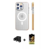 MARSİLYAN™- iPhone 15 Pro Max Kılıf Pusula Minimal Koleksiyonu - Siyah Buffer Cam Ekran Koruyucu + Siyah Raze Metal Kamera Lens