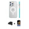 MARSİLYAN™- iPhone 15 Pro Max Kılıf Pusula Minimal Koleksiyonu - Siyah Buffer Hayalet Cam Ekran Koruyucu + Raze Metal Kamera Lens - TMGI