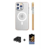MARSİLYAN™- iPhone 15 Pro Max Kılıf Pusula Minimal Koleksiyonu - Siyah Buffer Hayalet Cam Ekran Koruyucu + Raze Metal Kamera Lens - TMGI