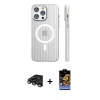 MARSİLYAN™- iPhone 15 Pro Max Kılıf Pusula Minimal Koleksiyonu - Siyah Buffer Hayalet Cam Ekran Koruyucu + Raze Metal Kamera Lens - TMGI