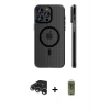 MARSİLYAN™- iPhone 15 Pro Max Kılıf Pusula Minimal Koleksiyonu - Siyah Joko Magic 5D Hayalet Cam + Gümüş Raze Metal Kamera Lens