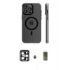 MARSİLYAN™- iPhone 15 Pro Max Kılıf Pusula Minimal Koleksiyonu - Siyah Joko Magic 5D Hayalet Cam + PVD Metal Kamera Lens - LT