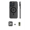 MARSİLYAN™- iPhone 15 Pro Max Kılıf Pusula Minimal Koleksiyonu - Siyah Joko Magic 5D Hayalet Cam + PVD Metal Kamera Lens - GI