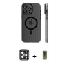 MARSİLYAN™- iPhone 15 Pro Max Kılıf Pusula Minimal Koleksiyonu - Siyah Joko Magic 5D Hayalet Cam + Siyah PVD Metal Kamera Lens