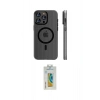 MARSİLYAN™- iPhone 15 Pro Max Kılıf Pusula Minimal Koleksiyonu - Siyah Polymer Nano Ekran Koruyucu