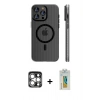 MARSİLYAN™- iPhone 15 Pro Max Kılıf Pusula Minimal Koleksiyonu - Siyah Polymer Nano Ekran Koruyucu + PVD Metal Kamera Lens - GS