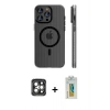 MARSİLYAN™- iPhone 15 Pro Max Kılıf Pusula Minimal Koleksiyonu - Siyah Polymer Nano Ekran Koruyucu + PVD Metal Kamera Lens - GI
