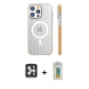 MARSİLYAN™- iPhone 15 Pro Max Kılıf Pusula Minimal Koleksiyonu - Siyah Polymer Nano Ekran Koruyucu + PVD Metal Kamera Lens - GI