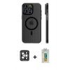 MARSİLYAN™- iPhone 15 Pro Max Kılıf Pusula Minimal Koleksiyonu - Siyah Polymer Nano Ekran Koruyucu + PVD Metal Kamera Lens - GI