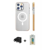 MARSİLYAN™- iPhone 15 Pro Max Kılıf Pusula Minimal Koleksiyonu - Siyah Polymer Nano Ekran Koruyucu + Raze Metal Kamera Lens - SH
