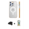 MARSİLYAN™- iPhone 15 Pro Max Kılıf Pusula Minimal Koleksiyonu - Siyah Polymer Nano Ekran Koruyucu + Raze Metal Kamera Lens - TMGI