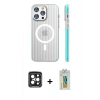 MARSİLYAN™- iPhone 15 Pro Max Kılıf Pusula Minimal Koleksiyonu - Siyah Polymer Nano Ekran Koruyucu + Siyah PVD Metal Kamera Lens